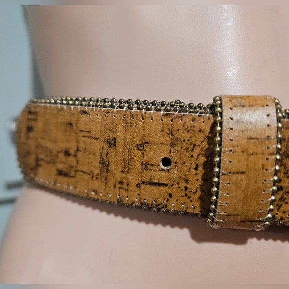 Vintage Paul Harris Leather Belt — Made in USA — Gold Statement Buckle. Size SM main image 11